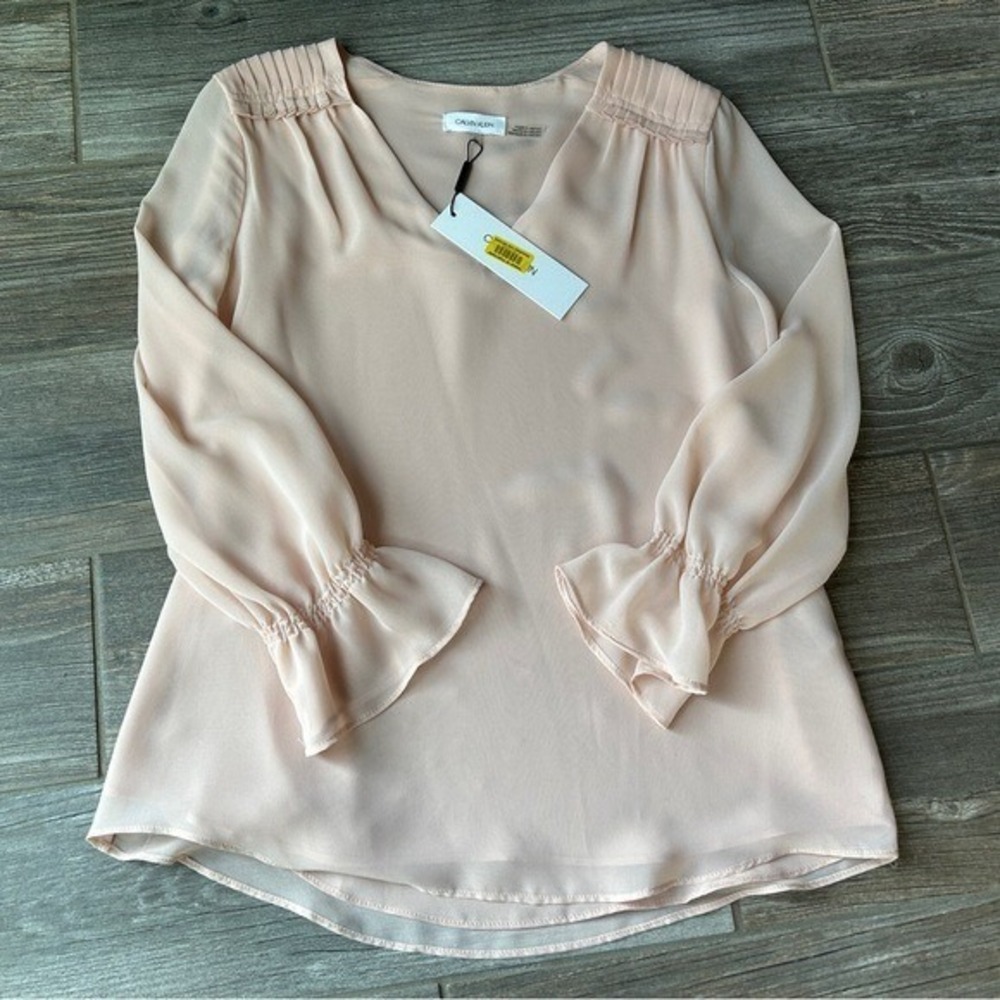 NWT Calvin Klein Work Wear Blush Pink Top Small Soft Girl‎ Romantic Coquette